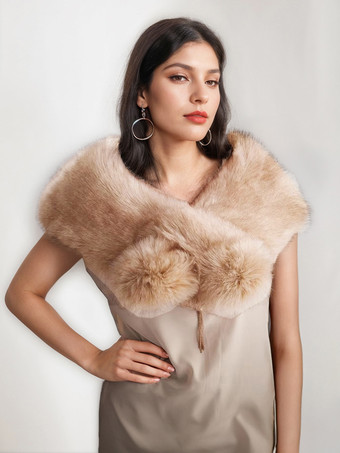 レディースポンチョ ライトブラウンケープ