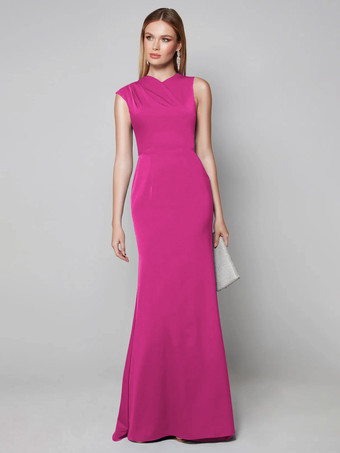 ローズレッド花嫁の母親のためのパーティードレス Vネック 半袖 ボールガウン 結婚式用ゲストドレス