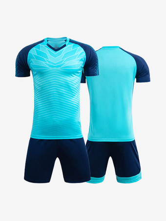 bleu ciel clairMaillot Football Bicolore Flocage Logo Personnalisé 2 Pièces Homme Femme Enfant