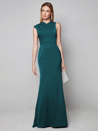 エメラルド 花嫁の母親のためのパーティードレス Vネック 半袖 ボールガウン 結婚式用ゲストドレス