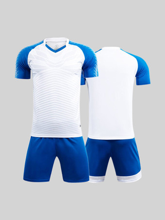 blanc Maillot Football Bicolore Flocage Logo Personnalisé 2 Pièces Homme Femme Enfant