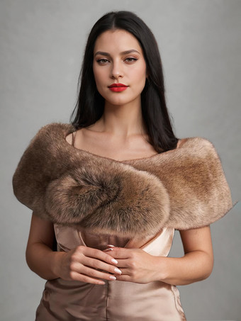 ブラウン レディースポンチョ ライトブラウンケープ