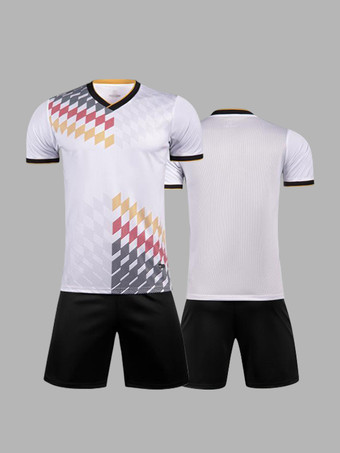 WeißFußballtrikot 2-teilig Unisex Activewear V Nexk Personalisierter Name und Nummer Weihnachtsgeschenk