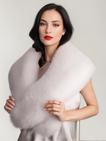 ホワイト レディースポンチョ ライトブラウンケープ