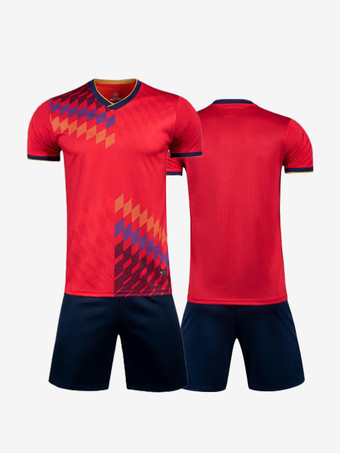 RotFußballtrikot 2-teilig Unisex Activewear V Nexk Personalisierter Name und Nummer Weihnachtsgeschenk