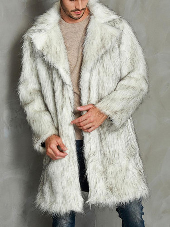 メンズファッション　上着　コート/ジャケット　フェイクファー　シック＆モダン　外出　折り襟　無地　プラスサイズ　