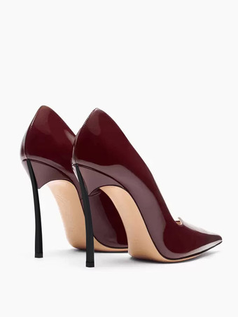 レディース ハイヒール パンプス バーガンデュ ポインテッドトゥ パンプス