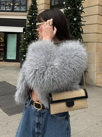 環境に優しいファーコート フロントボタン 暖かい冬用レディースジャケット