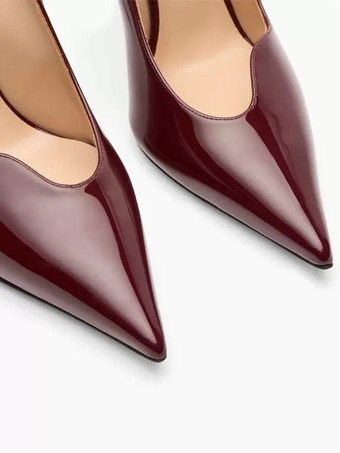レディース ハイヒール パンプス バーガンデュ ポインテッドトゥ パンプス