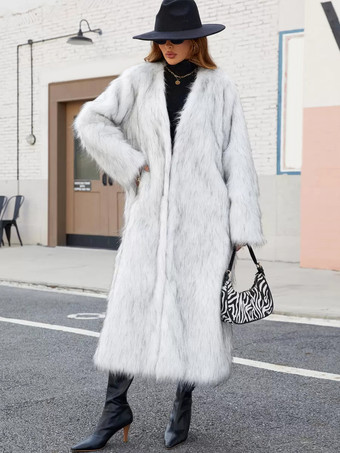 フェイクファーコート ブラック ウエストラインなし フルレングス レディース エコフレンドリー ファーコート