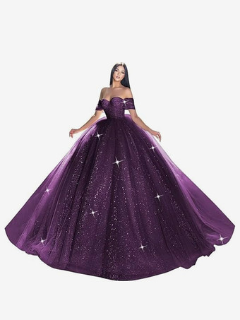 プラムレース ウェディングドレス トレイン プリンセス シルエット 半袖 チュール ストラップレス ブライダルドレス