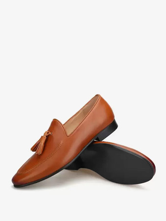 メンズ ローファー スリッポン アートワーク ラウンドトゥ タッセル プロム ウェディングシューズ