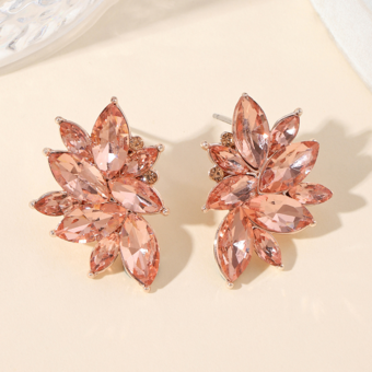 マゼンタ ブライダル イヤリング ラインストーン ピアス ブライダル ジュエリー Acc