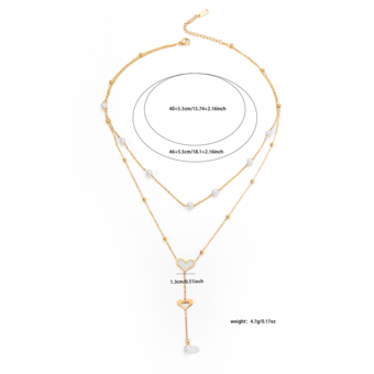 ウェディングネックレス シルバー ハート型コードチェーン イミテーションパール 16インチ ウェディングネックレス