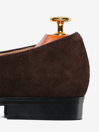 メンズ スリッポン ローファー シューズ フィッシャーマンアートワーク ラウンドトゥ スエードレザー