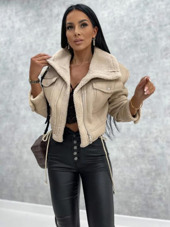 ライト アプリコット女性用ジャケット ターンダウン カラー スプリング ブラック パンク アウターウェア 女性用