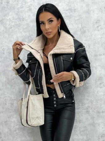 女性用ジャケット ターンダウン カラー スプリング ブラック パンク アウターウェア 女性用