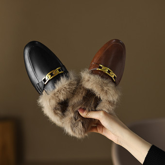 ブラック ブラウン レディース ミュール ローファー ラウンドトゥ 冬靴