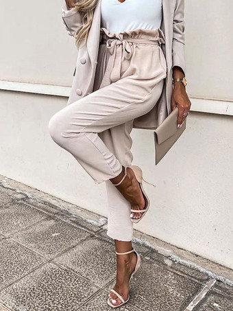 アプリコットパンツ アプリコット レースアップ ポリエステル パンツ