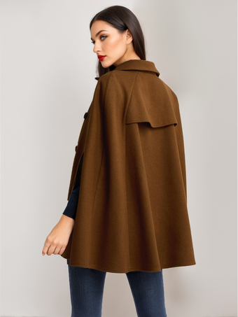 ポンチョ ダブルブレスト ウールケープ アウターウェア レディース 2025