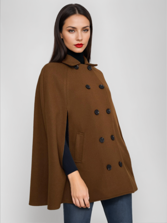 ポンチョ ダブルブレスト ウールケープ アウターウェア レディース 2025