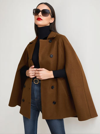 ポンチョ ダブルブレスト ウールケープ アウターウェア レディース 2025