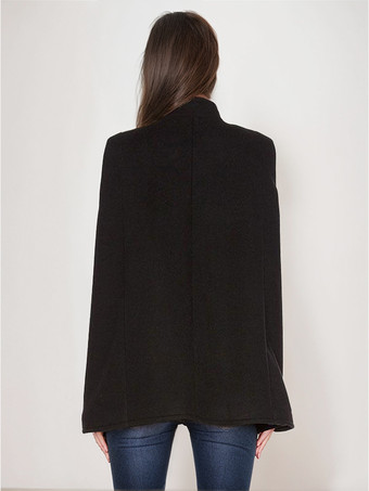 ウールポンチョコート スタンドカラー ダブルブレスト レディース ケープ アウター