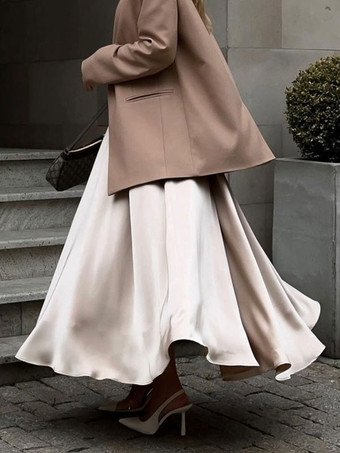 女性のためのサテンスカート秋の女性のためのロングボトムス