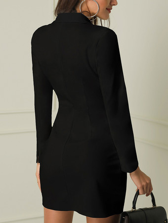 ブレザーワンピースレディース　オフィス　ダブルブレスト　長袖　タキシードブレザー