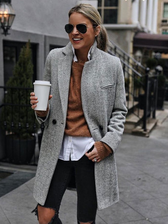 オーバーコート ラペル ワンボタン カジュアル 春 アウター 女性用