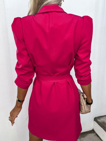 ブレザー ドレス ホワイト ベルト ダブルブレスト 無地 スリム フィット カジュアル スタイリッシュ 春 秋 アウター レディース