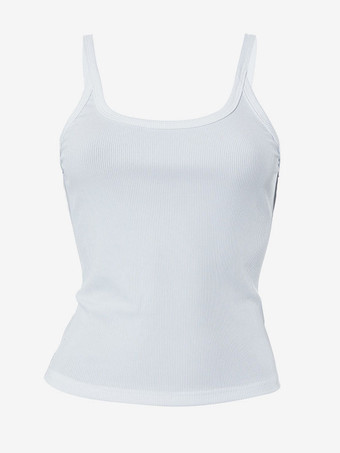 女性用ホワイトキャミトップUネックカウボーイキャミソール