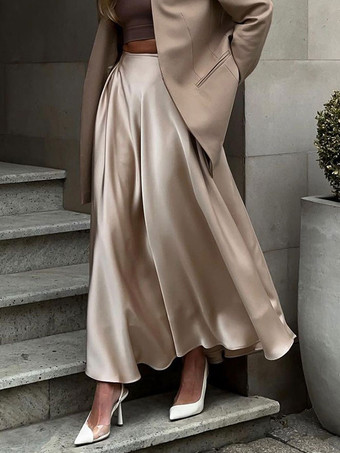 女性のためのサテンスカート秋の女性のためのロングボトムス