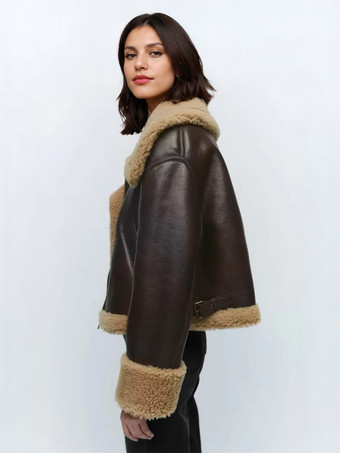 女性のための両面ショートジャケット Pu レザー冬 2026 アウターウェア