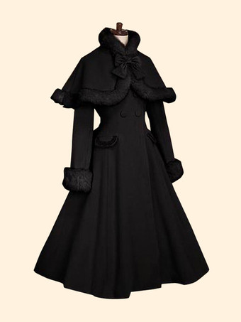 ブラック ロリータコート甘いオリーブバタフライオーバーコートマント ロリータアウター