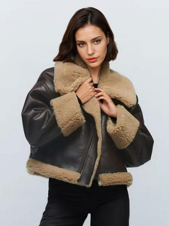 女性のための両面ショートジャケット Pu レザー冬 2026 アウターウェア