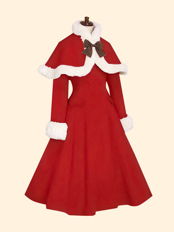 レッド ロリータコート甘いオリーブバタフライオーバーコートマント ロリータアウター