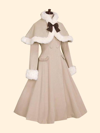 ライト アプリコットロリータコート甘いオリーブバタフライオーバーコートマント ロリータアウター