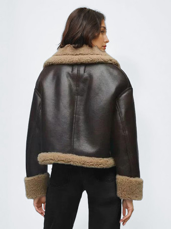 女性のための両面ショートジャケット Pu レザー冬 2026 アウターウェア