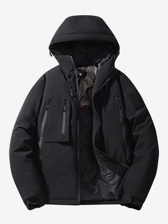 ブラック 冬用グラフェンコットンコート メンズ フード付き カジュアル ゆったり 暖かい コットンコート