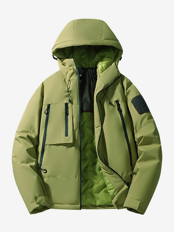 グリーン 冬用グラフェンコットンコート メンズ フード付き カジュアル ゆったり 暖かい コットンコート