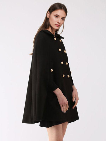 Poncho Femme avec Manches Longues à Col Montant Bicolores