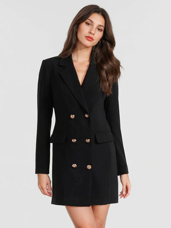 女性のためのブレザージャケットターンダウンカラー長袖ミニドレス