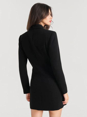 女性のためのブレザージャケットターンダウンカラー長袖ミニドレス