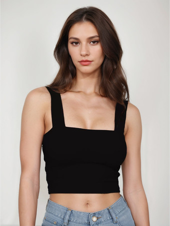 ブラック ライトスカイブルーキャミトップストラップネックカジュアルオープンショルダーライクラスパンデックスレディースキャミス