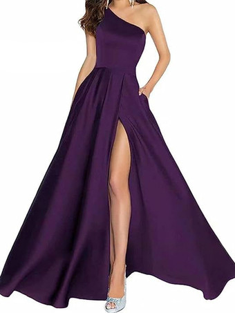 PlumEvening Dress Sheath Square Neck Floor-Length Sleeveless Lace-up Satin Fabric Social Party Dresses