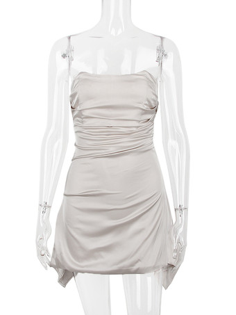 パーティードレス オフショルダー バックレス プリーツ 卒業パーティー ミニドレス