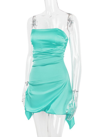 パーティードレス オフショルダー バックレス プリーツ 卒業パーティー ミニドレス