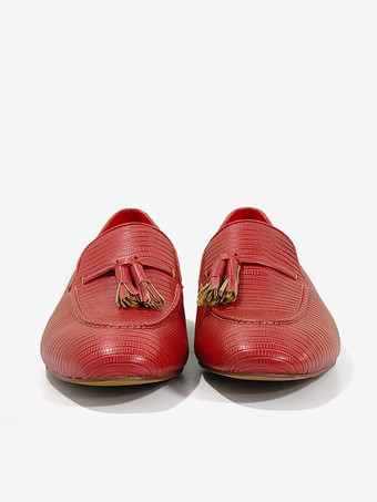 メンズ ローファー シューズ スリッポン バックル ラウンドトゥ フェイクファー プロム パーティー ウェディングシューズ