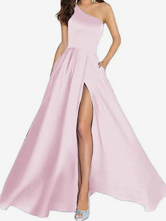 PinkEvening Dress Sheath Square Neck Floor-Length Sleeveless Lace-up Satin Fabric Social Party Dresses